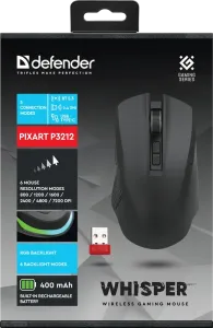 Defender - Mouse pentru jocuri fără fir Whisper GM-209