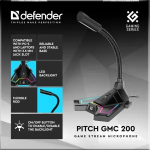 Defender - Microfon pentru streaming Pitch GMC 200
