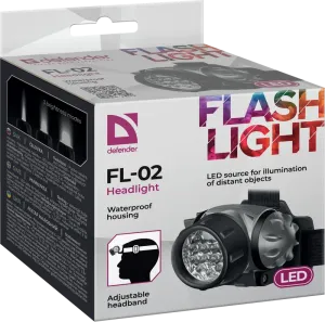 Defender - Lanterna frontală de cap FL-02, LED, 3 modes