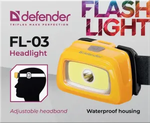 Defender - Lanterna frontală de cap FL-03, LED+COB, 3 modes