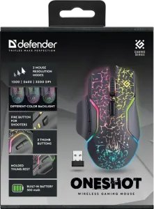 Defender - Mouse pentru jocuri fără fir Oneshot GM-067