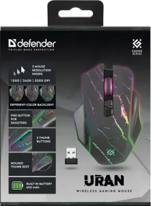 Defender - Mouse pentru jocuri fără fir Uran GM-503